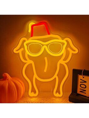 Dimmable Neon Sign for Friendsgiving | LED Wall Decor, Thanksgiving Turkey Light